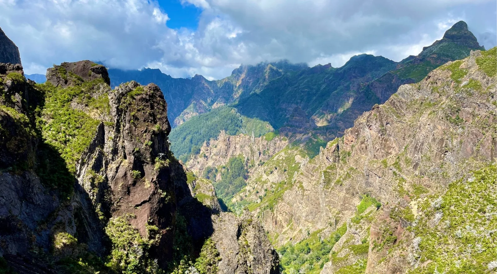 Green pinnacles and deep valleys of Madeira's central massif